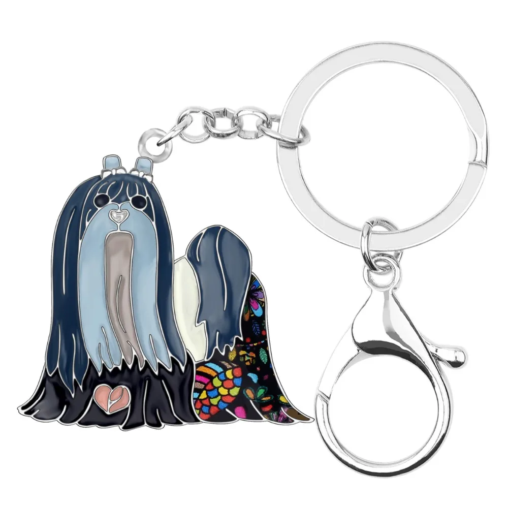 Bonsny сплав эмаль Мальтийская собака брелки брелок кольцо животное животные