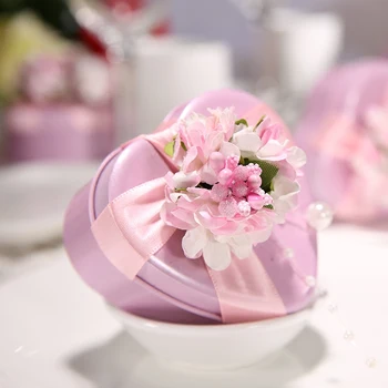 

Lovely pink heart-shaped tin candy boxes wedding candy boxes of creative personality gift box 30pcs freeshipping