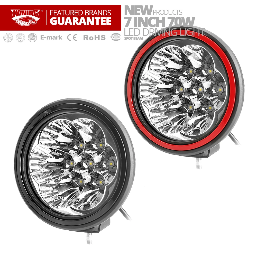 

Free Shipping New stye 2PC 7inch 70W Round Led Off Road Lights 12V Spot Driving Work Wrangler HeadLight 4x4 Truck Led work light