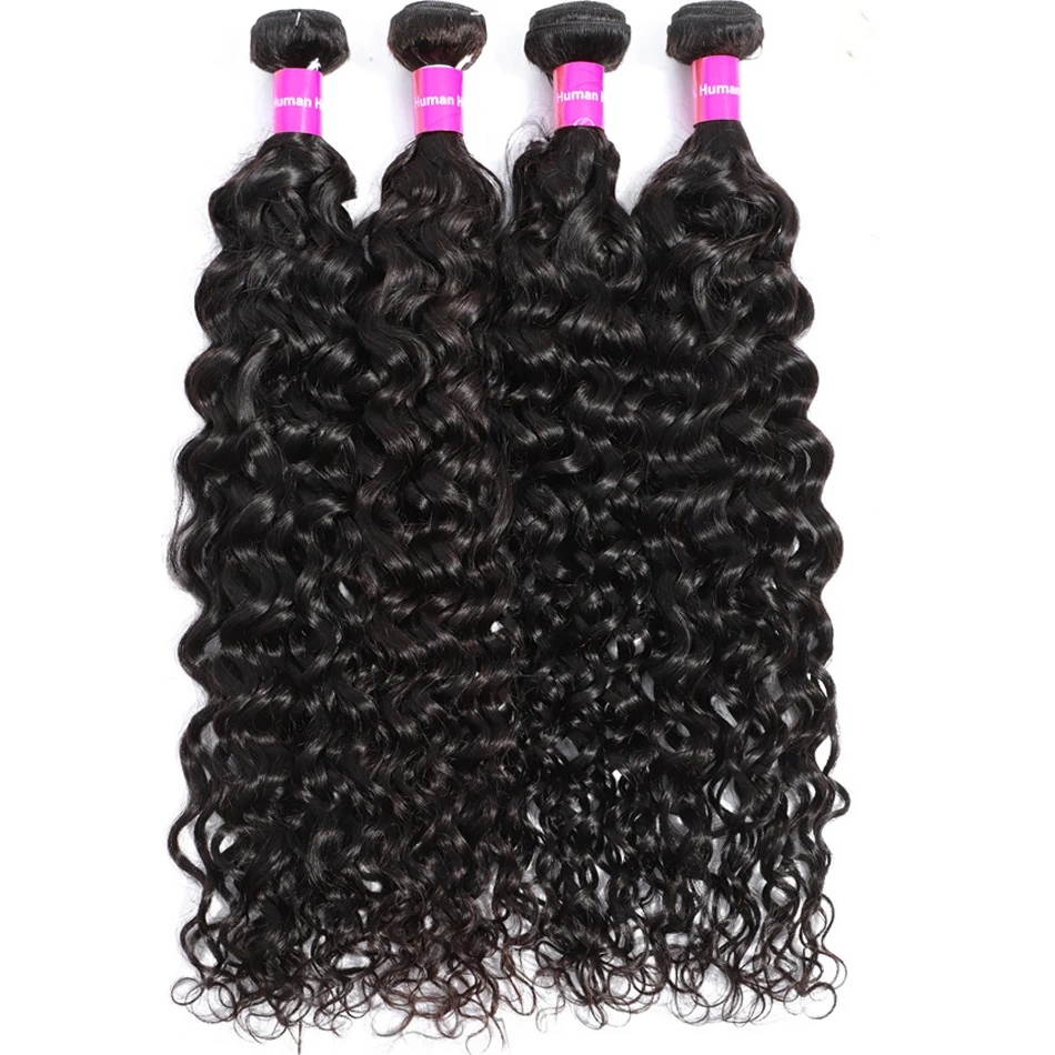 Wet And Wavy Human Hair Bundles with Closure Brazilian Water Wave Remy Hair Bundles And Closure Human Hair Bundles With Closure