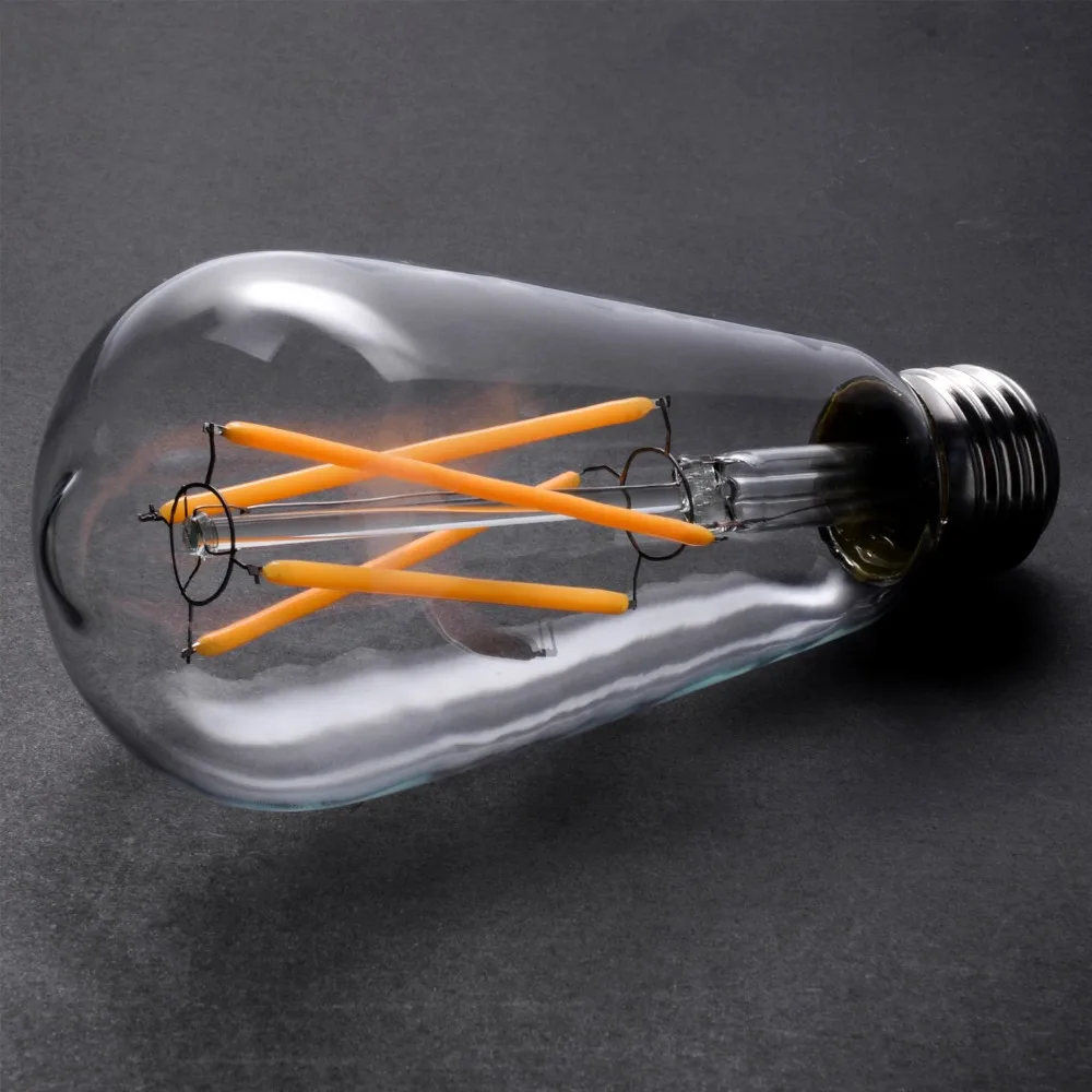 AC110/220V LED Tungsten Filament Bulbs Warm White 360 Degree 6W ST64