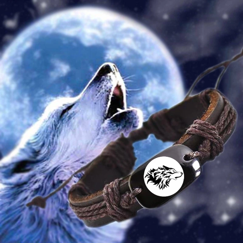 Buy 100pcs Wolf 3 Vintage Braided Woven Rope Leather