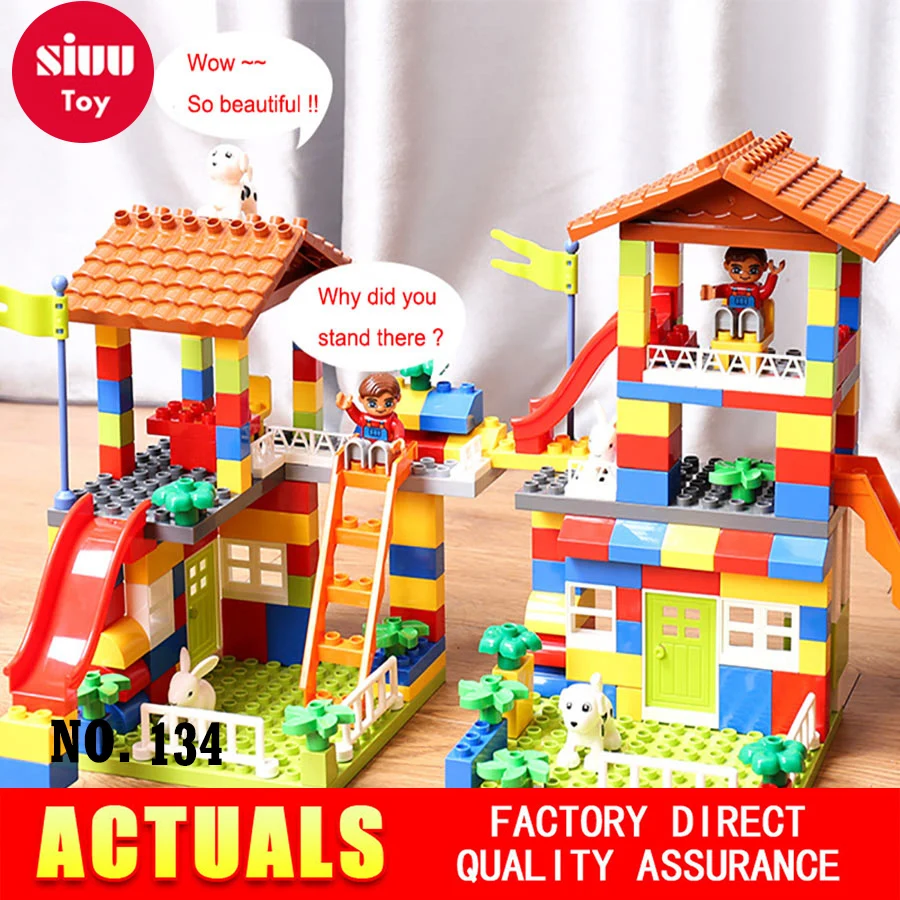 

DIY Colorful City House Roof Big Particle Building Blocks Castle Educational Toy For Children Compatible LegoINGlys duploe slide
