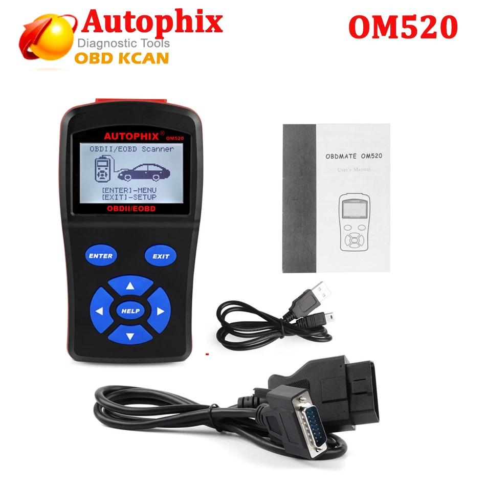 

OBDMATE OM520 OBDII/EOBD Autophix Scanner Tools Car Detector Code Reader LCD Display Diagnostic Tool can update