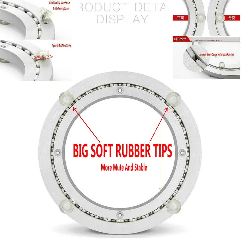 

HQ BT1 HEAVY DUTT BIG TIP Mute Strap Smooth Solid Aluminium Alloy Lazy Susan Turntable Swivel Plate Bearing Base for Round Table