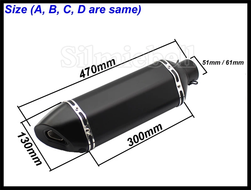 Универсальный мотоцикл выхлопной модифицированный Akrapovic глушитель FZ6 CBR250 CB600 MT07 ATV Dirt Pit Bike выхлопной вход 51 мм 61 мм