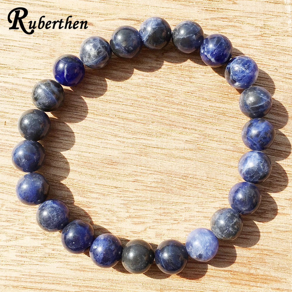 Ruberthen синий браслет из содалита расслабляющий модный для запястья Mala Beads