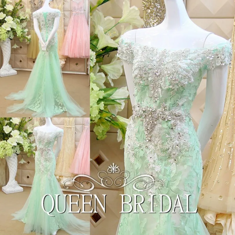 Сексуальная Русалка Лодка Beck Вечерние платья на заказ QUEEN BRIDAL Musulman Robe De Soiree GX54