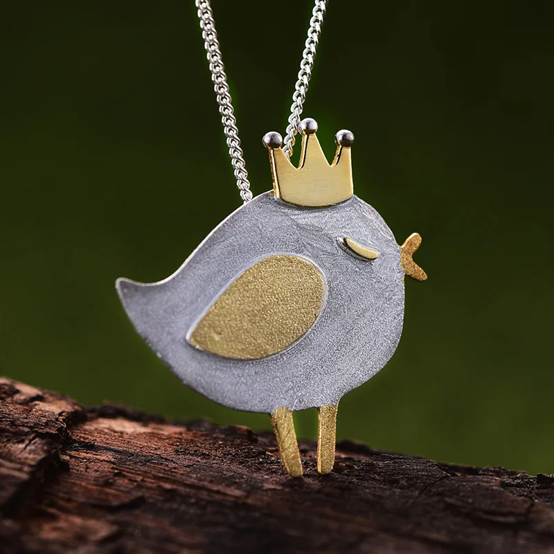 Lotus Fun реальные стерлингового серебра 925 природных ручной Fine Jewelry Прекрасная принцесса птица кулон без ожерелье для женщин - Цвет камня: color 2