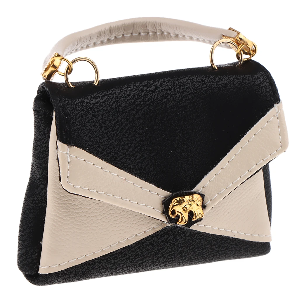 White&Black Fashionable Artificial Leather Miniature Dolls Handbag Purse Bag for 1/6 Girl Doll Clothing Accessories Gift for Kid