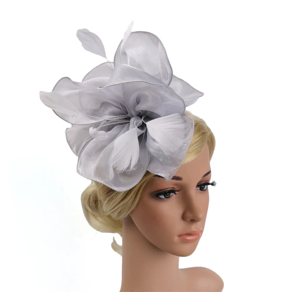 

Women Fascinator Hat Headpiece Fashion Bride Headwear Fascinator Penny Ribbons Feathers Wedding Cocktail Party Mesh Hat PJ0822