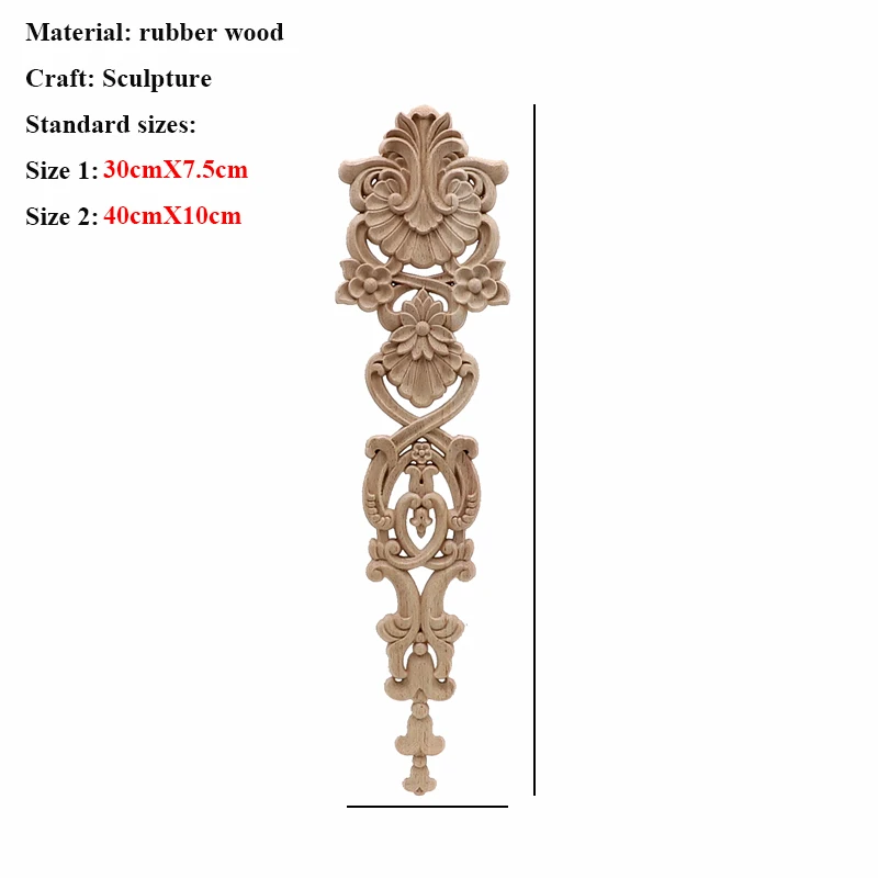 Неокрашенная древесина, дуб, резная волнистая Цветочная наклейка, угловая аппликация для декора мебели для дома, декоративная деревянная резная длинная аппликация