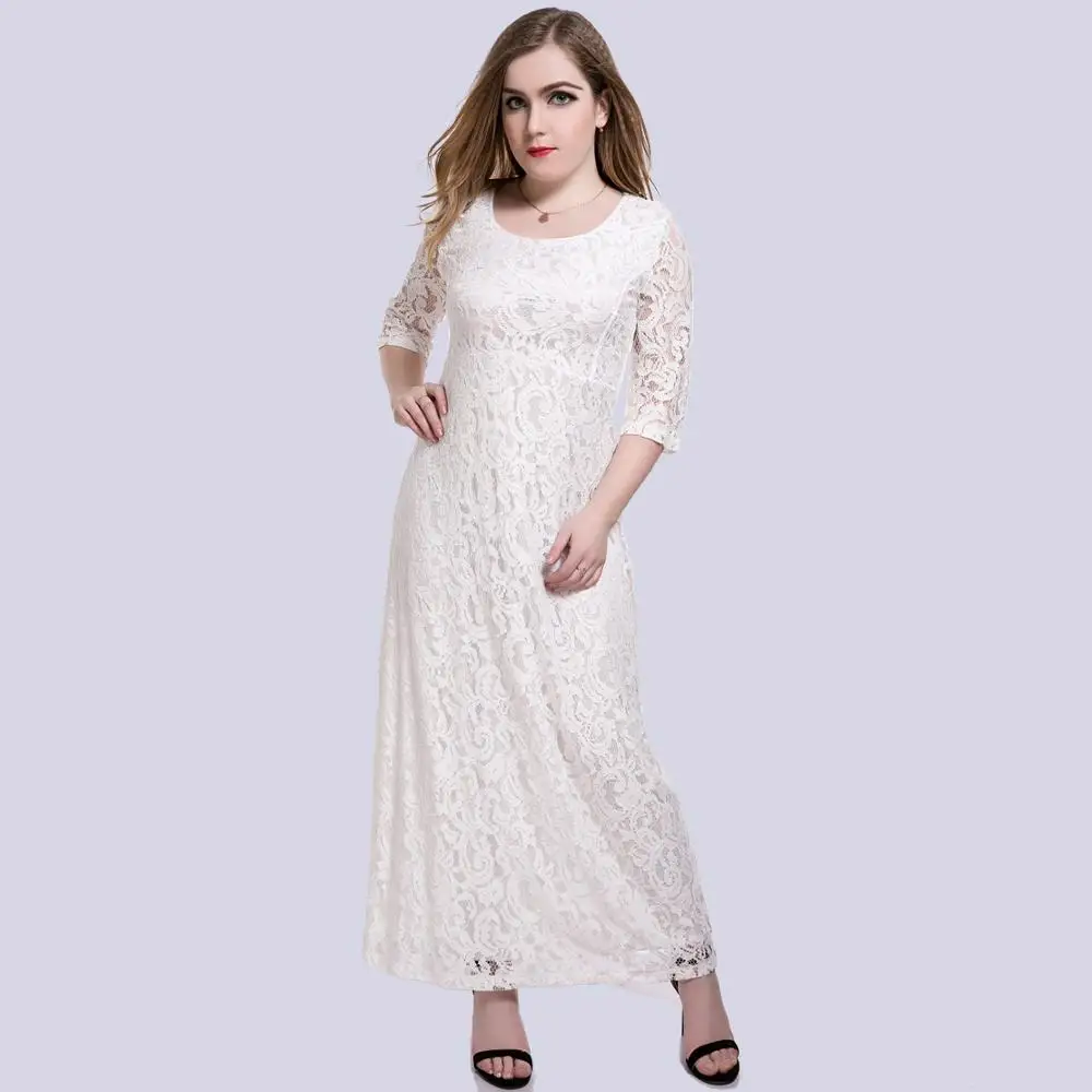 Buy Women Lace Maxi Dress 6XL Plus Size White 5XL Big