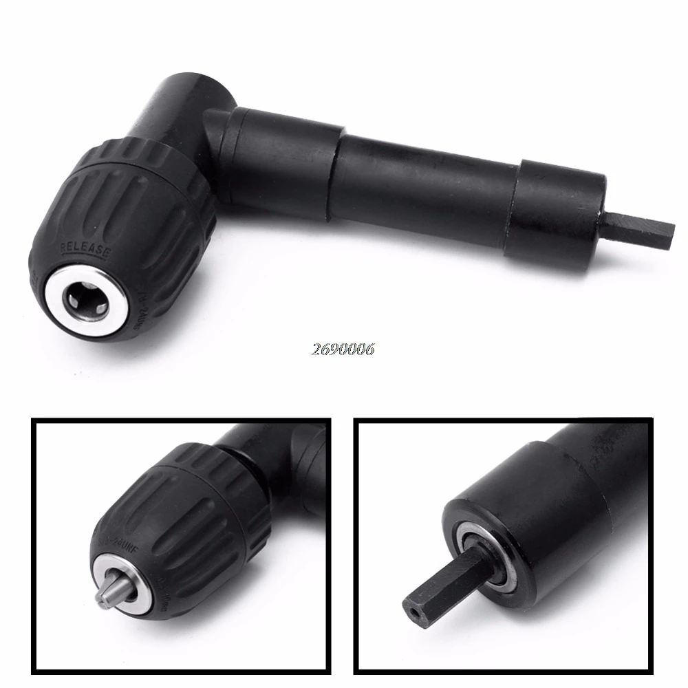 New 3/8" Right Angle 90 Degree Cordless Drill Attachment With Keyless Chuckin Drill Bits from