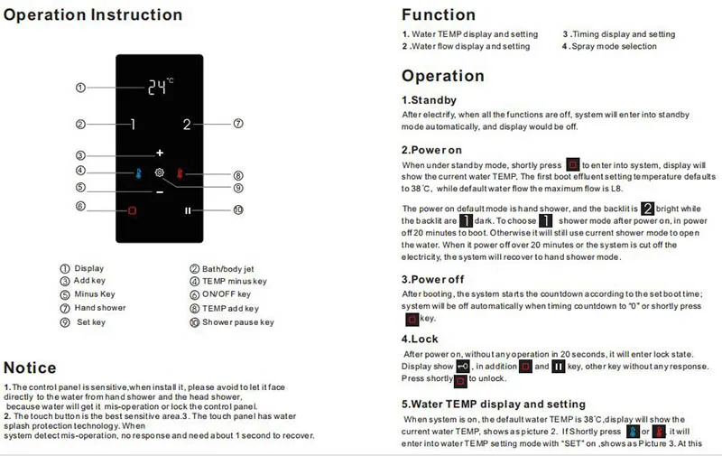 Digital Black LED Shower Controller Thermostat LCD Mixing Valve 2/3 Jet Blacked Shower Panel Faucet Bathroom Smart Display Mixer