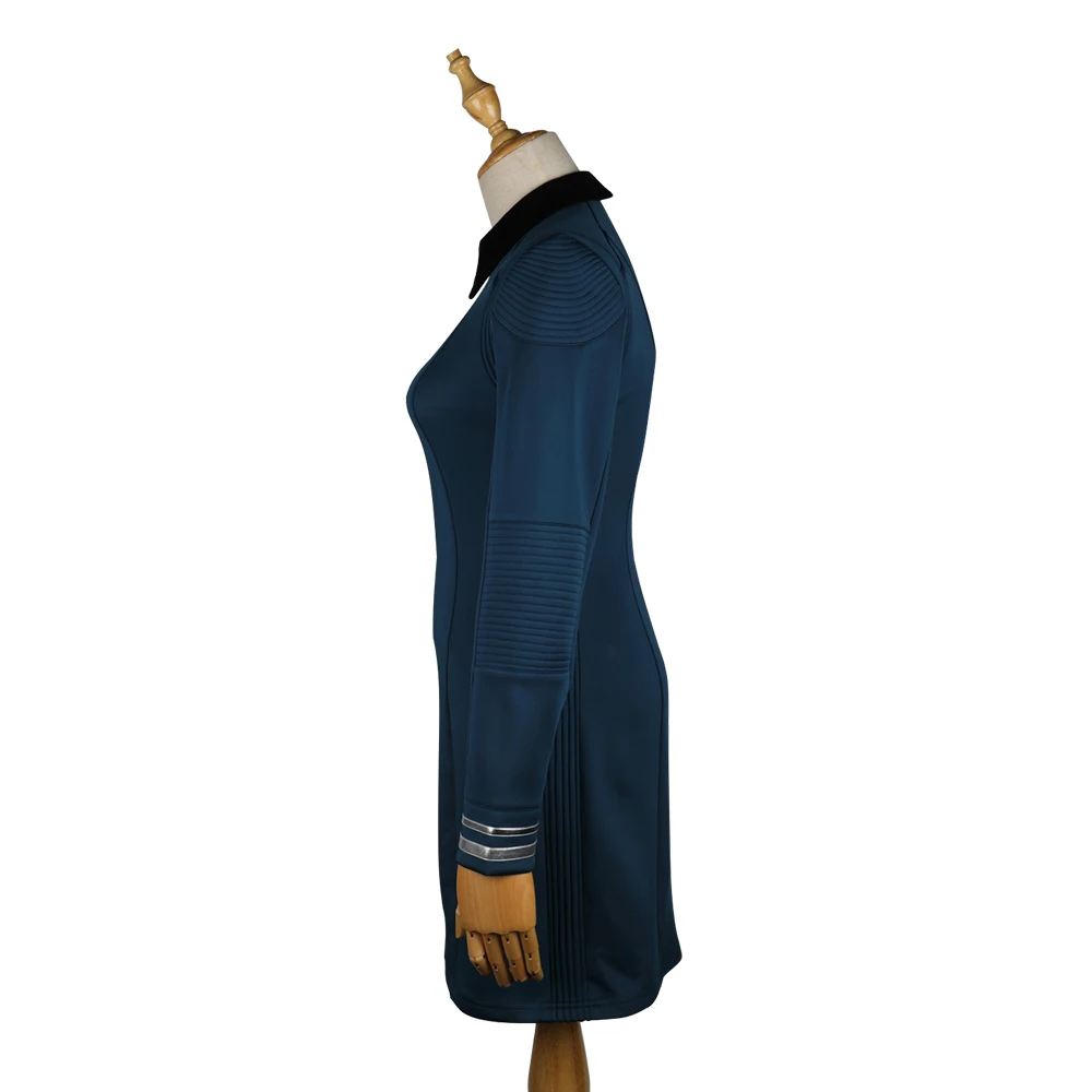 New Star Trek Discovery Season 2 Starfleet Commander Female Blue Uniform Dress Badge Costumes Woman Adult Cosplay Costume (6)