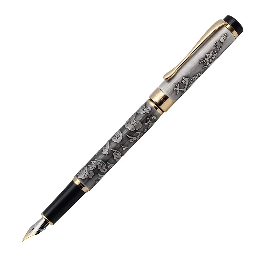 Высокое качество Jinhao 5000 Металл Дракон перьевая ручка Роскошные 0,5 мм F Перо чернильные ручки для письма офисные школьные принадлежности - Цвет: Ancient silver