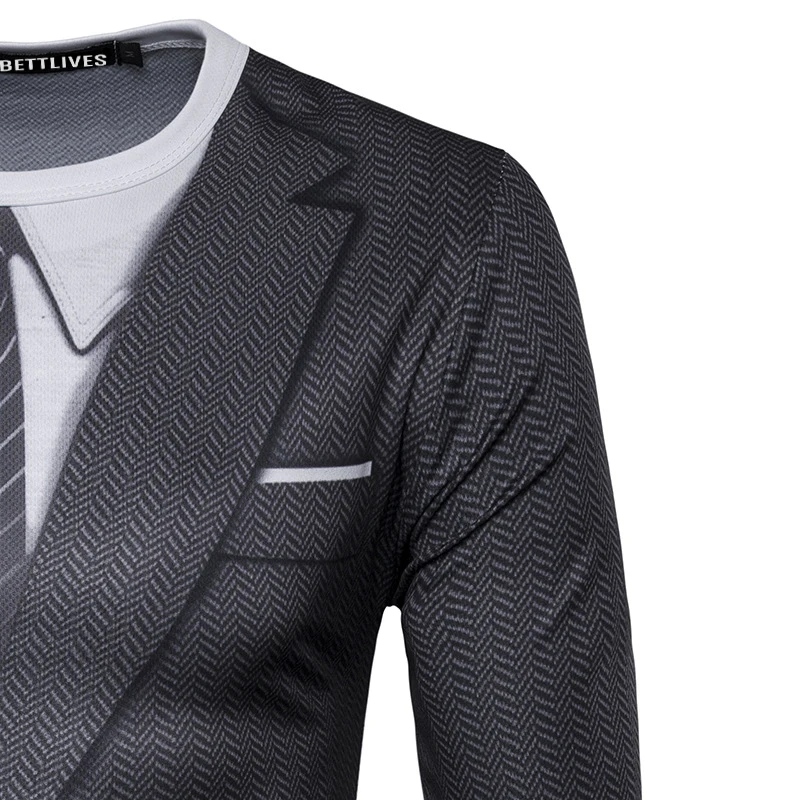 Zemtoo hombres Camisetas marca Tuxedo Tees Homme Retro Tie Slim Fit Camisetas hombres manga larga camisa esmoquin 3D camisa de la impresión Zemtoo hombres Camisetas marca Tuxedo Tees Homme Retro Tie Slim Fit Camisetas hombres manga larga camisa esmoquin 3D camisa de la impresión
