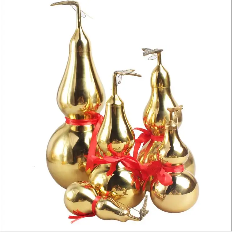 

Brass Opening Gourd 10 sizes Feng Shui Holy gourd bring Wealth Fortune Office Home Decoration Office Ornament Lucky Gifts SM24