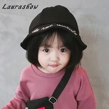 Laurashow Black Print Pattern Bucket Hat For Kids Girl Spring Summer Fisherman Hats