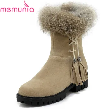 

MEMUNIA 2019 newest keep warm winter snow boots women shoes round toe zipper flock fashion boots comfortable platform boots