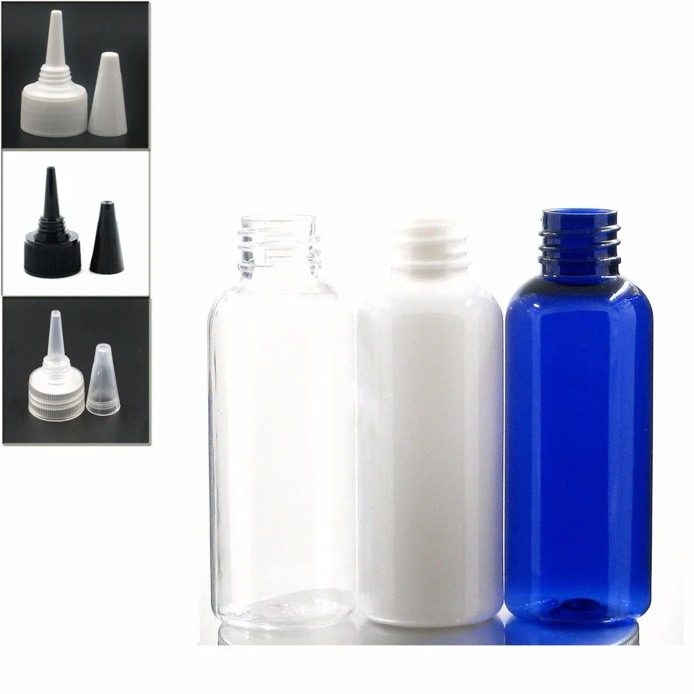 

50ml empty round Plastic Bottles, blue/white/clear PET bottle with white/transparent/black tWist-open dispensiplastic bottle x5