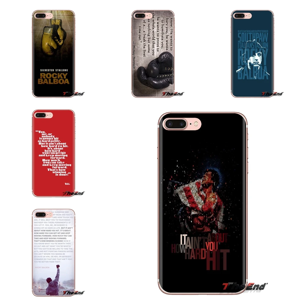 

For iPod Touch Apple iPhone 4 4S 5 5S SE 5C 6 6S 7 8 X XR XS Plus MAX Transparent Clear TPU Case Rocky Balboa Motivational Words