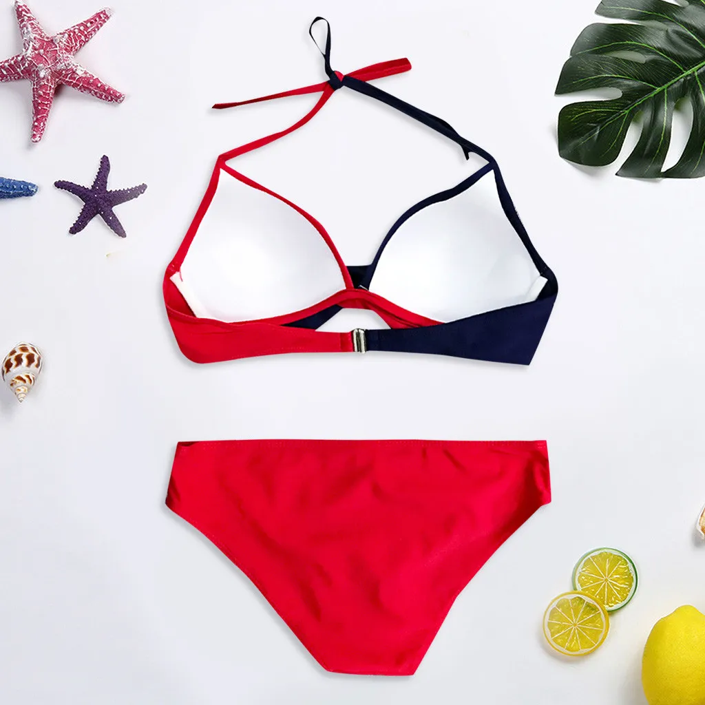 

Womens Summer Sexy Padded Push-up Bra Padded Bikini Set Pachwork Taille String Swimsuit Bathing Suit Swimwear Beachwear