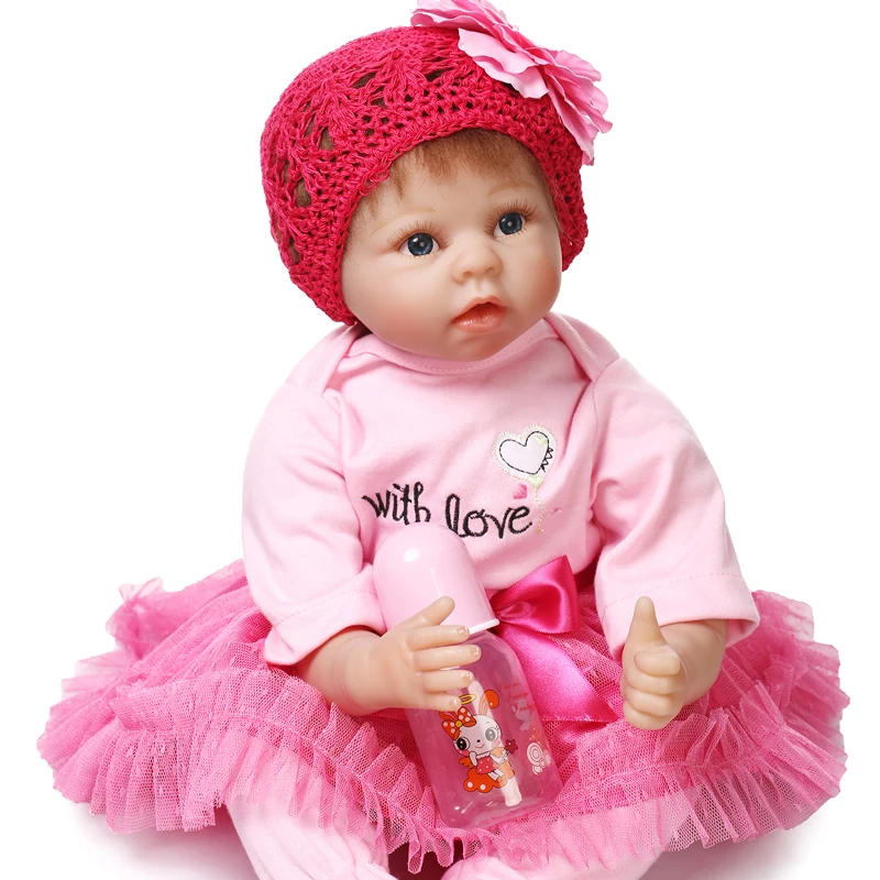 Reborn Baby Doll мягкий силиконовый 22 дюймов 55 см магнитного рот прекрасные Реалистичные милый мальчик девочка игрушка розовый цветок головной