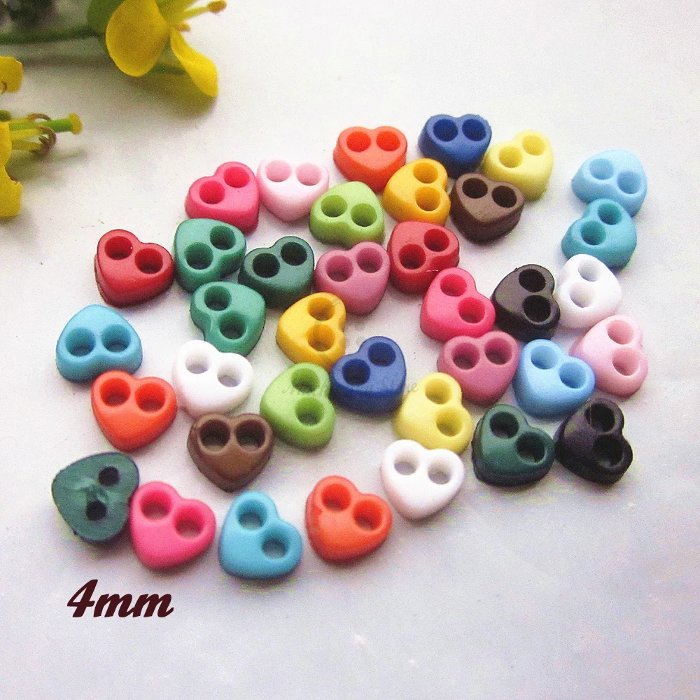 

New Mini buttons 4mm 144pcs mixed / 1 color Mini heart tiny buttons for crafting doll sewing decorative accessories 16 colors