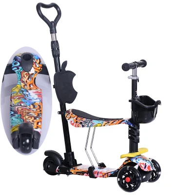 Детский самокат, 5в1, 3 колеса, мигающие качели, для детей от 2 до 15 лет, коляска для езды на велосипеде, уличные игрушки - Цвет: 11