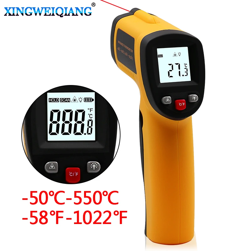

GM550 Digital Infrared IR Thermometer Temperature Tester Pyrometer LCD Display +Backlight -50~550 Centigrade Degrees