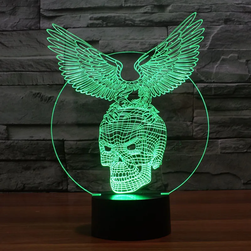 Фантастический дизайн 3D декор в форме орла череп креативный ночник крутая лампа для украшения дома