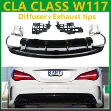 CLA45 Style Diffusers with 4 outlet Exhaust tips Rear tips Replacement AMG styling parts for Mercedes w117 C117 X117