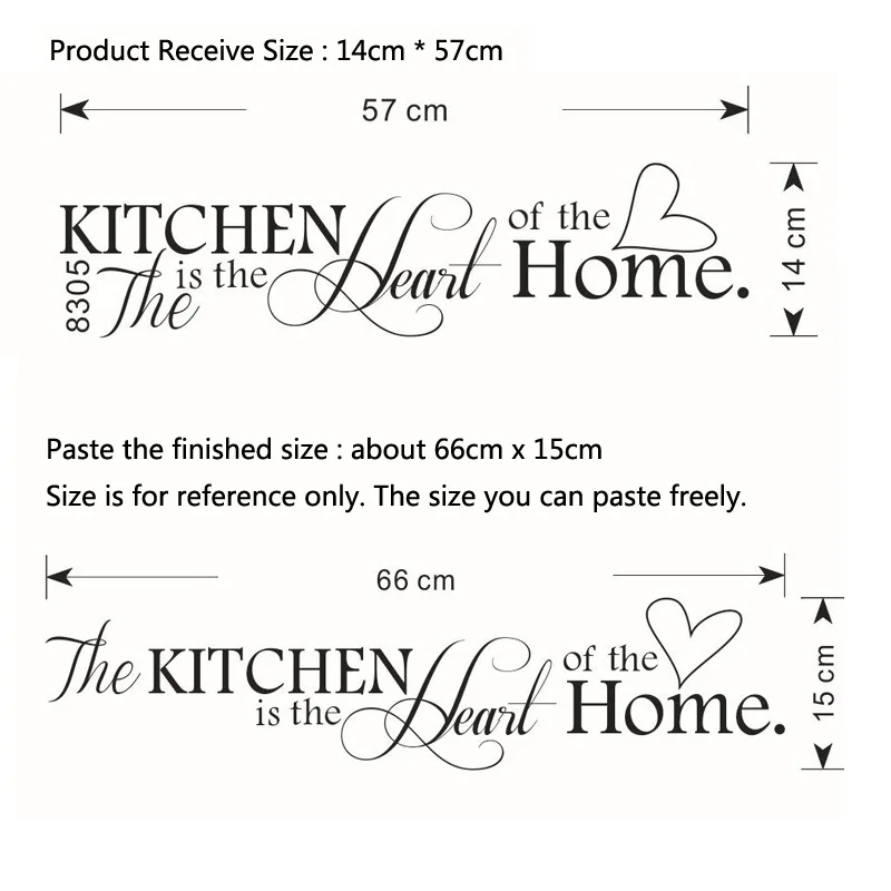 English letters Kitchen love vinyl Wall Sticker on the wall Decals Art Words Kitchen background decoration Stickers Home Decor