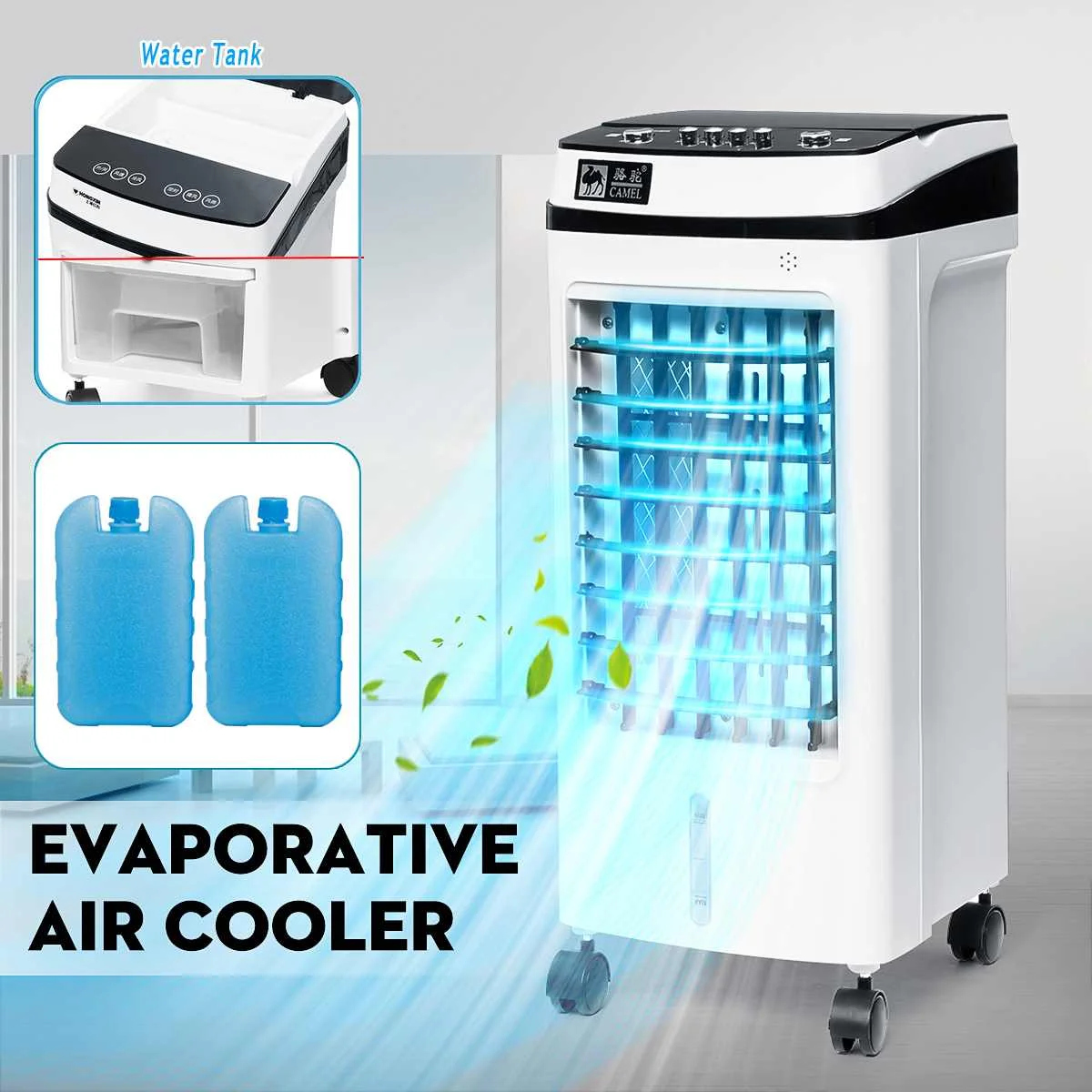 

220V 50Hz Evaporative Air Conditioner Cooler Fan Ice Purifier Humidifier Remote Control Wide Angle Air Output 3 Wind Modes