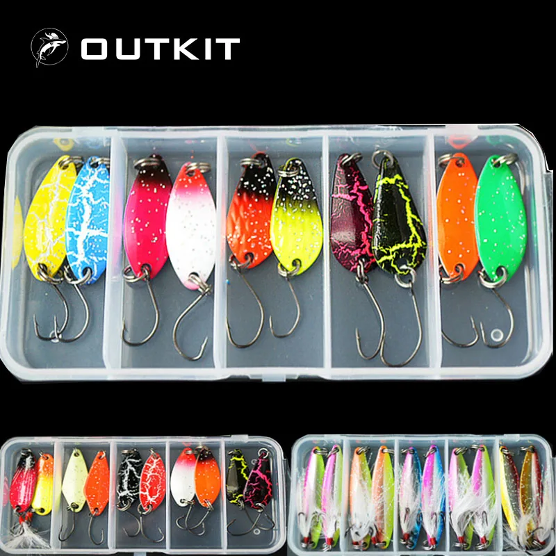OUTKIT New Mixed 10pcs Assorted Fishing Lure Set Metal Fishing Baits Bass  Spoon Spinner Bait with Sharp Fishing Tackles Box - AliExpress