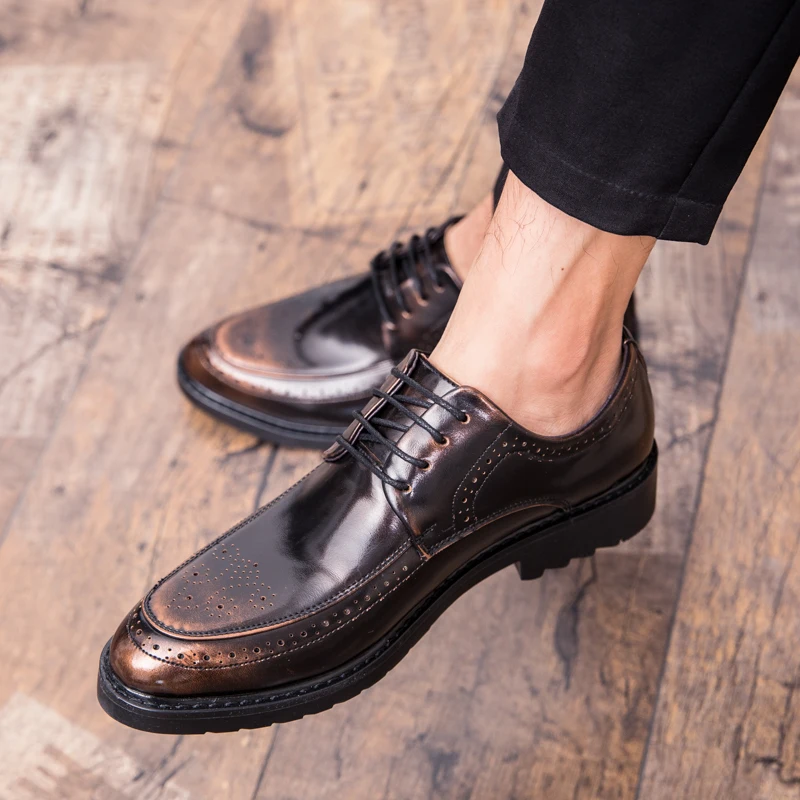 

Fashion Men's Formal Business Shoes men Pointed Dress casual Shoes outdoor working Oxfords Leather comfortable Men Shoes 5