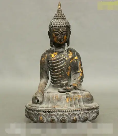 

S4507 12" Tibet Buddhism Collect Bronze Gilt Thailand Ayutthaya Maitreya Buddha Statue