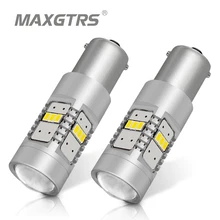 MAXGTRS BA15S P21W Car Tail Light 1156 LED S25 3020 14SMD Warm White Abmer Auto Brake Reverse Lamp DRL Rear Parking Bulbs