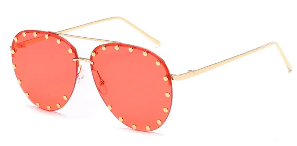 Модные крутые солнцезащитные очки овальные винтажные заклепки