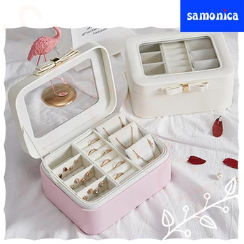 

Solid Color Simple And Versatile Detachable Jewelry Display Box Earrings Ring Necklace Storage Case Travel Portable Storage Bag