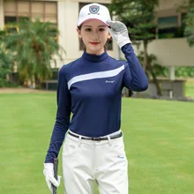 Женские рубашки для гольфа, теплая флисовая Спортивная рубашка с длинным рукавом, женская одежда для тенниса с круглым вырезом, спортивная одежда D0695