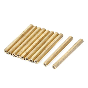 

HHTL-M4 x 60mm Female Threaded Brass Hex Standoff Pillar Spacer Nut 10pcs