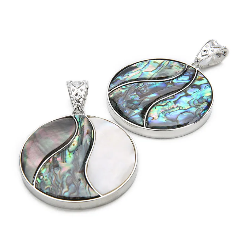 

Sauvoo Abalone Shell Pendant Big Round Natural See Paua Shell Charm Pendant for DIY Handmade Necklace Jewelry Making Findings