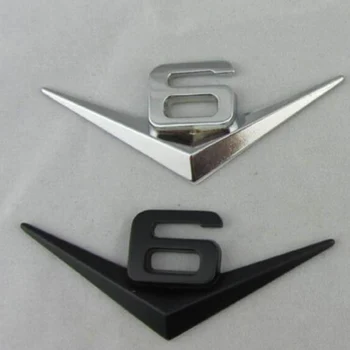 

(20pieces/lot) Wholesale 3D Metal V6 emblems badge auto displacement stickers for car bumper stickers car styling