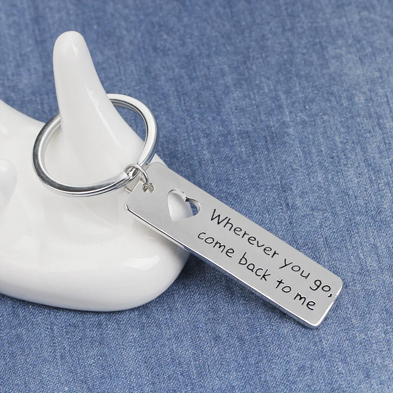 

Wherever You Go Come Back To Me Lettering Alphabet Keychain 2019 Couple Gift Festival Keychain Geometric Heart Type Key Buckle