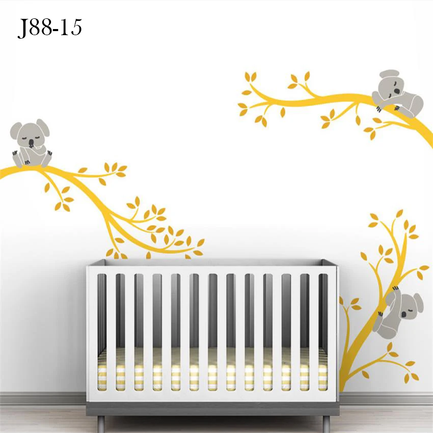 40 дизайн Современные коала ветви деревьев детские настенные наклейки 3D DIY виниловые наклейки на стены для детских комнат домашний декор J88 - Цвет: J88-15