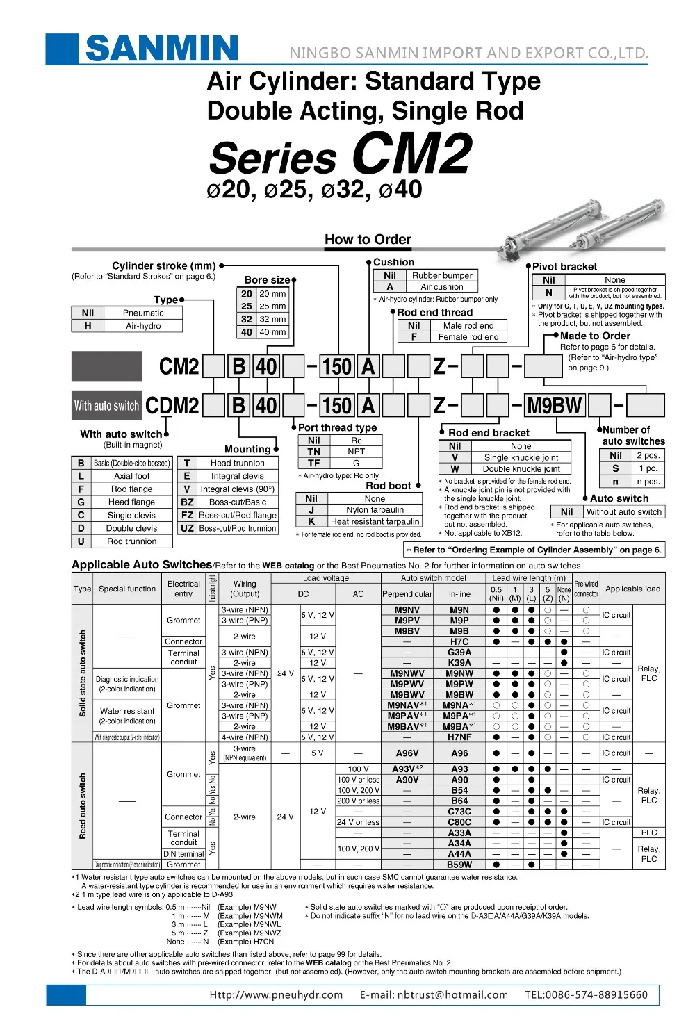 CM2 40 мм Диаметр Размеры Тип ISO пневматический цилиндр стандартный основной двойного действия один стержень SMC похожие пневматические