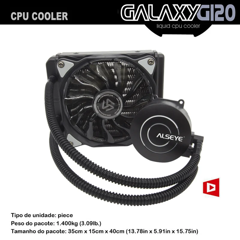ALSEYE Galaxy 120 Water Cooling, LED Water Cooler Fan and LED Pump TDP